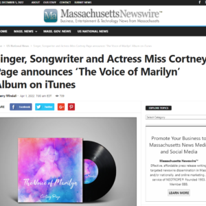 Singer, Songwriter and Actress Miss Cortney Page announces ‘The Voice of Marilyn’ Album on iTunes